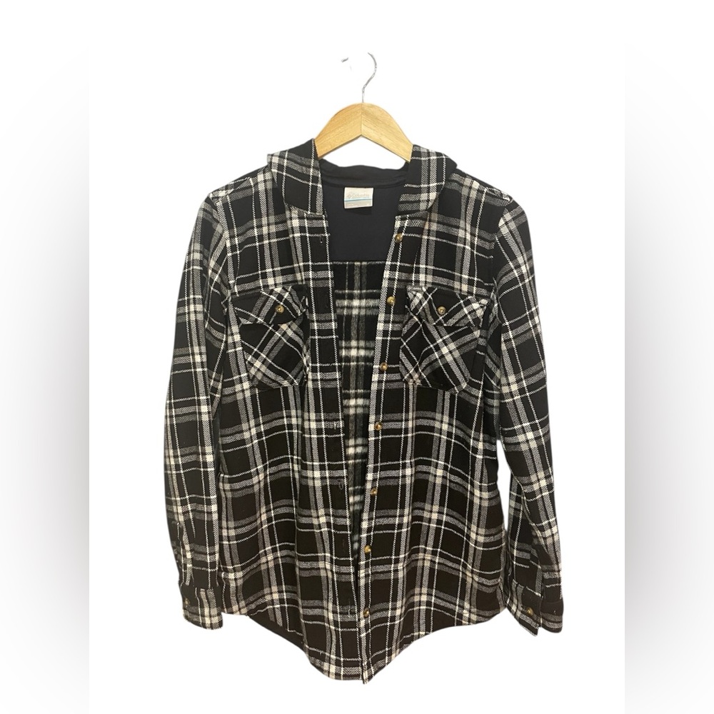 Columbia Men's Black and White Checkered Shirt